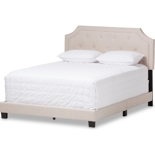 Willis Full Bed in Light Beige Fabric